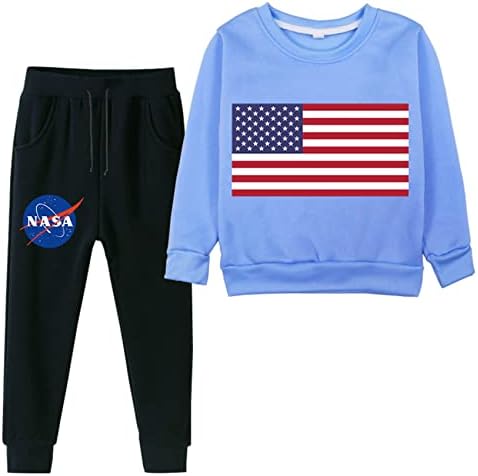 UMocan Комплект Спортни облекла с участието на НАСА от 2 теми, Детски мек вълнен плат Пуловер, Hoody с кръгло деколте