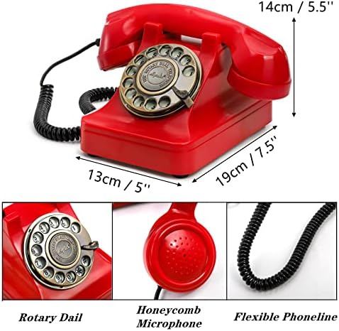 Телефон с превръщането набор от Lyellfe, Ретро Олдскульные Въртящи телефони за стационарен телефон, Класически настолен телефон