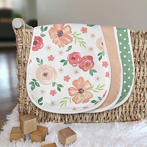 Абсорбиращи Кърпички от Оригване Sweet Jojo Designs с акварельными цветове за малките момичета за новородено - Персиково-Розов,