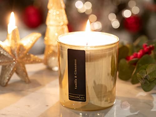 LaModaHome Коледна Декоративна Свещ С аромат на Ванилия и Канела, Златна Специална Коледна Серия от Централните Елементи на Маса,