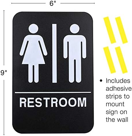 Пластмасова табела за тоалетна Excello Global Products: Лесно се монтира с помощта на шрифта на Брайл (отговаря на стандарта на ADA), отличен за бизнес и ресторанти - 6 x9, за мъже, ?