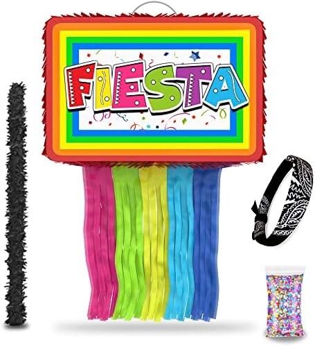 Пинята за парти Фиеста, комплект от 4 теми, чудесно за мексикански бижута Fiesta и Cinco de Mayo. Пъстър, весел и уникален стил,