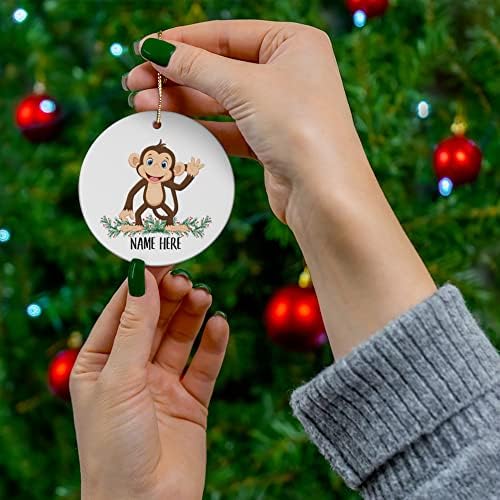 Забавен Подарък Маймуна Щастливо Персонализирани Името На Подаръци 2023 Коледно Дърво, Декорация На Керамични Кръг