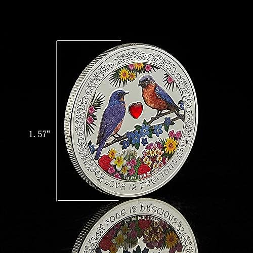 Вечна Любов Щастие И Любов-Прекрасна Птица, Рисувани От Акрилно Диамантен Пръстен, Сребърно Покритие Възпоменателна Монета
