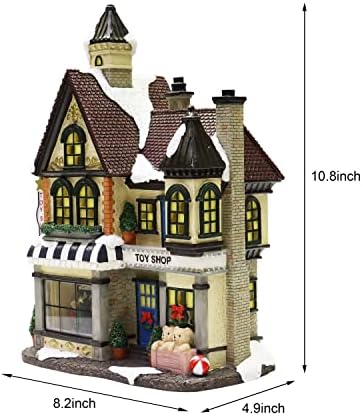 Сградата коледно село Мигове на времето, Магазин за играчки с led подсветка - Работи на батерии (в комплекта не са включени) (10,8