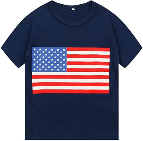 Тениска с Американския флаг За момчета и Момичета, Памучен Тениска с къс ръкав на 4 юли, Патриотични Върховете на САЩ за Деца от