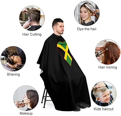 Ямайски Флаг Сърцето Фризьорски салон Наметало За Подстригване Водоустойчив Наметало за Подстригване на Коса с Регулируема Закопчалка