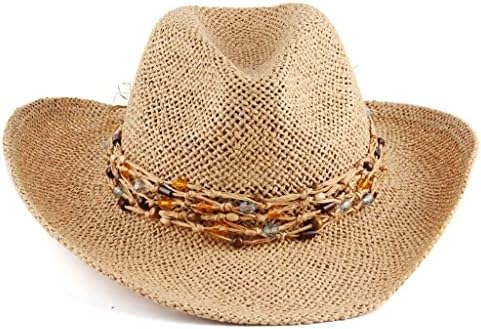 Новата европейска и американска Ковбойская шапка в стил Уестърн, Слама въже, сламена шапка Лятна шапка От Слънце, градинска джаз шапка (Цвят: A, размер: 527-58 см)