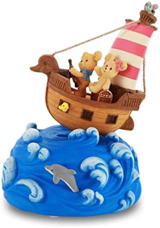 MYYINGBIN Малката Мечка Морска Музикална Ковчег Порцеланов Въртящ се Кораб, Люлки, Музикални Кутии Формата на Лодка Подарък За Рожден