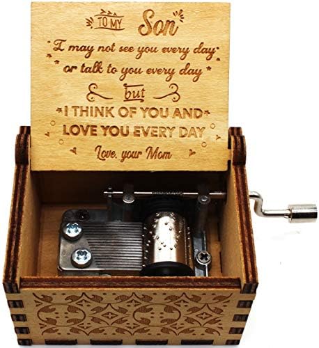 Дървена музикална ковчег ukebobo - Музикална ковчег Ти си моето слънце, Подарък от майка на син - 1 комплект (мер.)