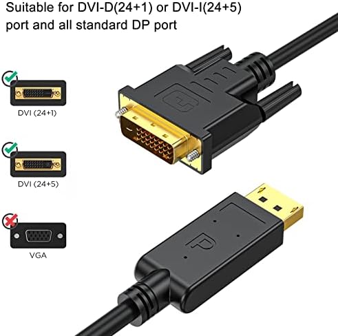 Кабел URELEGAN DisplayPort-DVI 6 Фута, Кабелен Адаптер Display Port DP-DVI-D, Високоскоростен кабел от мъжете на мъжа, който е Съвместим
