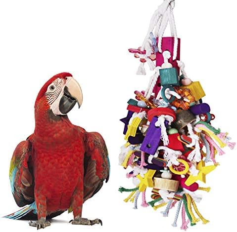 BWOGUE Голям Папагал Играчка за Дъвчене Птица Дъвчене Играчка Многоцветни Дървени Блокове Разрывающие Играчки за Африканските Сиви