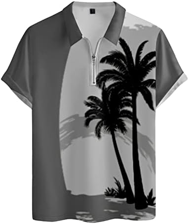 Риза с къси ръкави RTRDE за Мъже, Ризи с Копчета и Къс ръкав, Ризи с цип в Хавайски Стил, Летни Тениски