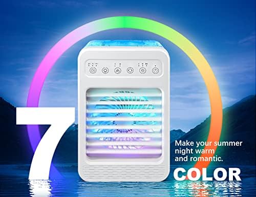 Преносим Климатик за лично ползване с 4 Скорости, един изпарителен Охладител на въздуха обем от 600 мл, 7 Цвята Осветление, Мини-Изпаряване