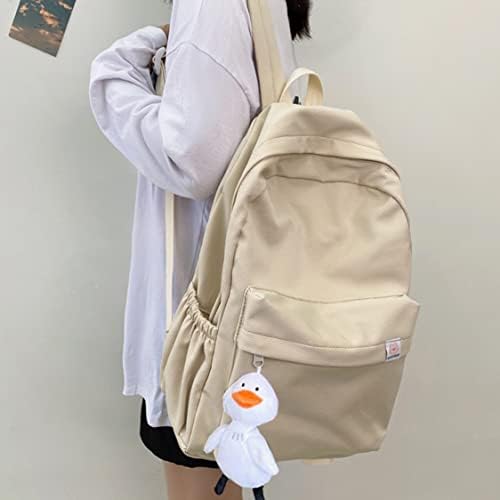Обикновен Раница Hiquay Kaiwaii Racksack Bookbag С Безплатна Сладък Окачване За Жени и Тийнейджъри, Студенти Училище колеж (Бежов)