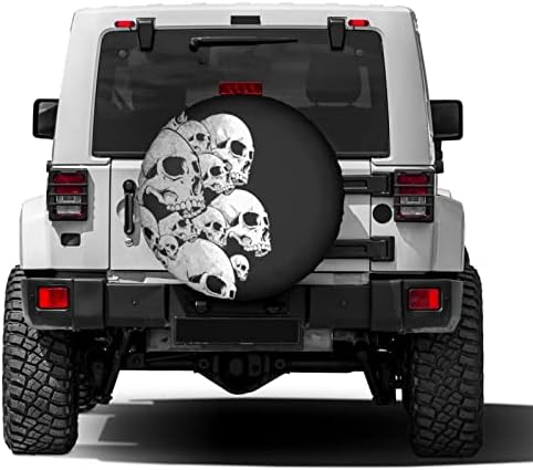 Калъф за резервна гума Foruidea White Skull Прахоустойчив Калъф за джанти гуми, Подходящи за ремаркета, ванове, джипове и много превозни средства (14, 15, 16, 17 инча)