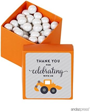 Комплект Направи си сам, Мини Квадратна кутия за подаръци Andaz Press за рожден Ден, Благодаря, че празнуват с нас, Строителен Багер,