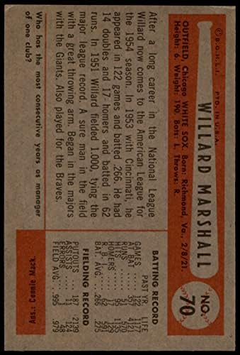 1954 Боуман 70 Уилард Маршал Синсинати Редс (Бейзболна картичка) БИВШИЯТ играч на червените