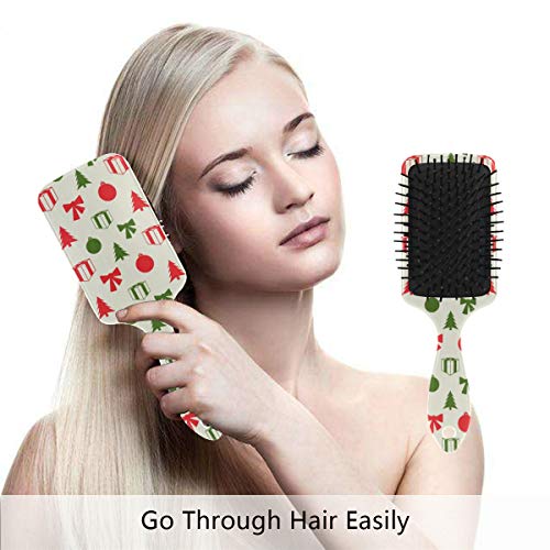 Четка за коса на въздушна възглавница Vipsk, Пластмасови Цветни ретро Коледна Червено със зелено, Подходящ за добър масаж и Антистатични