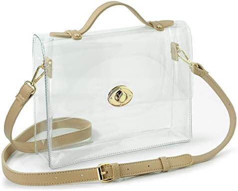 Прозрачна чанта с цип на Завъртане и заключване на Дамски чанти През Рамо, Одобрени от Стадион