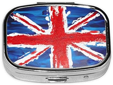Квадратен Мини-Кутия за Хапчета с Британския Флаг, Метален Органайзер За Лекарства, Удобен За Пътуване Преносим Калъф За Хапчета