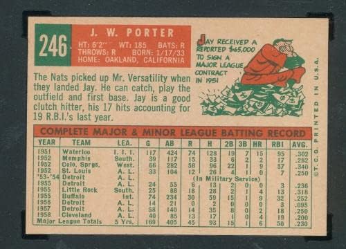 Череша Sgc 8 Нм-ментов Jw Porter 1959 Topps 246 Jw Crisp Graded Beauty Mlb Tphlc - Реколта Картички с бейзболна надписи и автографи