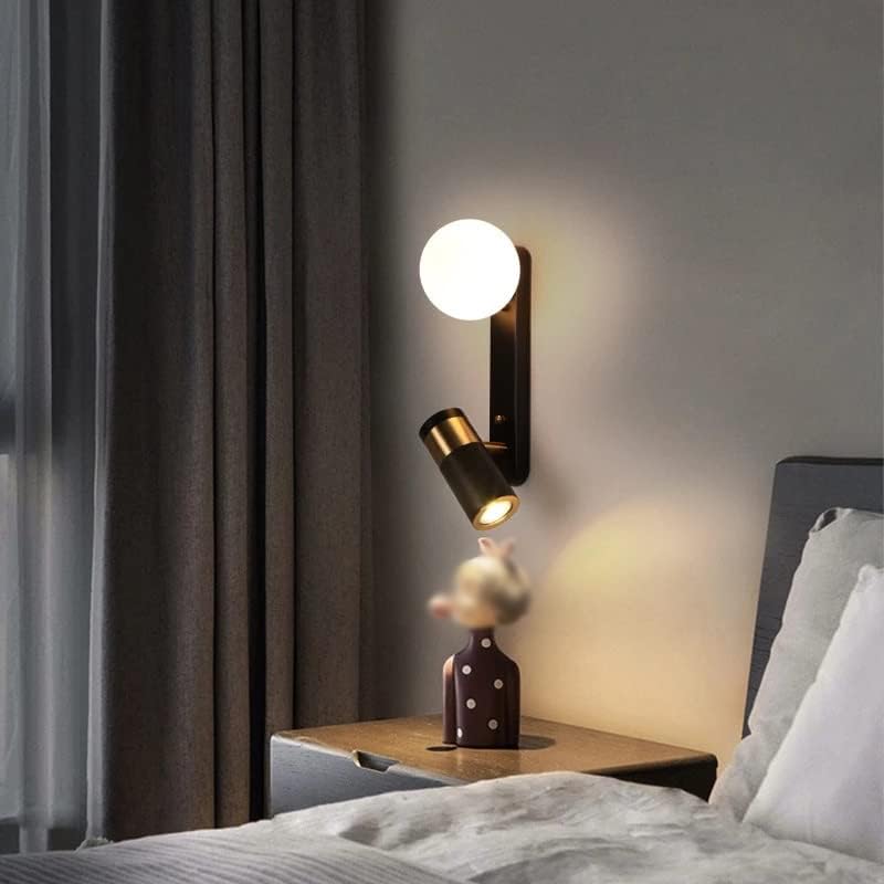 Прожектор от грецкой ядки, монтиран на стената лампа, Нощно Шкафче, Спалня, Кабинет, Хол, Входна лампа в помещението (Цвят: черен