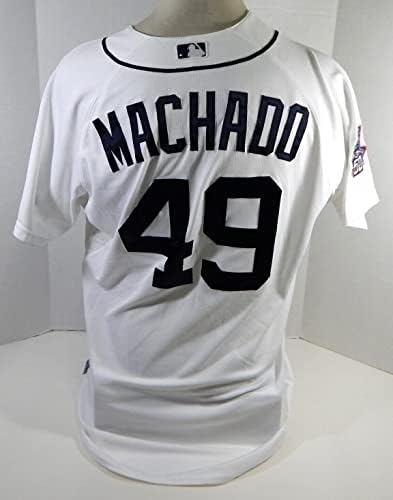 2015 Детройт Тайгърс Диксън Мачадо 49 Използвана в играта Бяла риза 50th Marchant P 2 - Използваните В играта тениски MLB