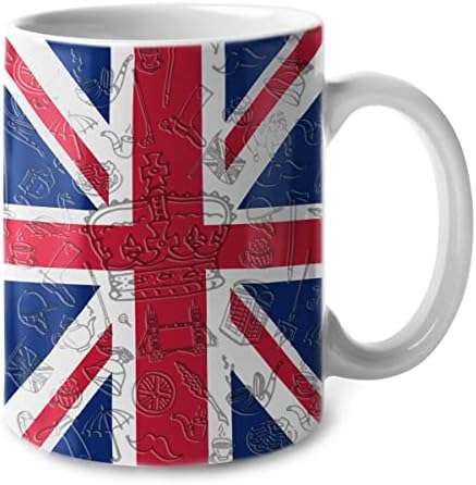 Керамична Чаша Lotacy Uk Union Jack С британския Флаг и Емблеми, 11 грама, Британски за Сувенири и Подаръци, Идея за подарък За