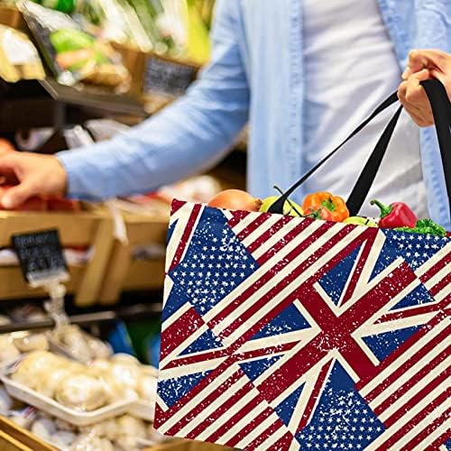 Множество Кошница За Пазаруване Флаг На Великобритания Модел На Американското Преносими Сгъваеми Хранителни Чанти За Пикник Кошница