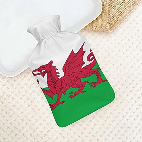 Флаг Уелс Уелски Топло с Мек Плюшен Калъф Топло Гума Пакет За Впръскване на Вода 1000 мл