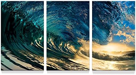 Стенен Декор с Участието на Океанска вълна: Тъмно Синя Вълна, Стенно Изкуство, Картина На Залез слънце, Морски Пейзаж, на Изгрева,
