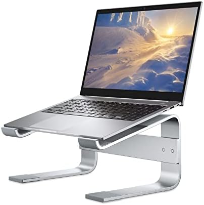 Поставка за лаптоп с маса, Метална Алуминиева Поставка за компютър, Ергономична Стойка за охлаждане за лаптоп, Съвместима с лаптопа