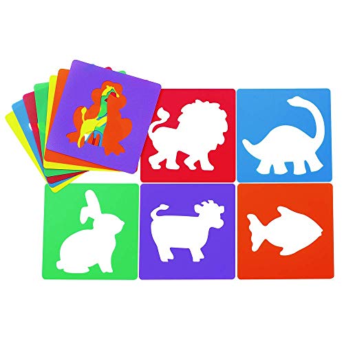 Картинки за оцветяване - EANST Листове във формата на животни, Определени от 12 8 Пластмасови Шаблони за детски декоративно-приложен