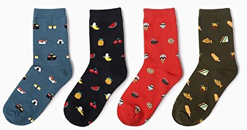 ZEFOTIM ➤ 2019 Дамски Чорапи с принтом Хранене, Красиви Дамски Памучни чорапи 5 цвята (тъмно синьо, без размер)