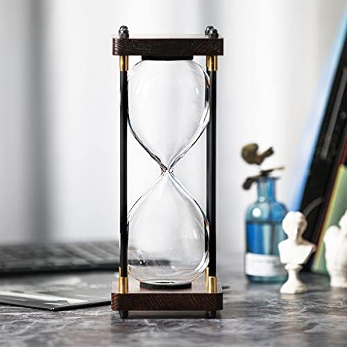 Таймер за Пясъчен часовник с пълнеж, Декоративен Пясък Таймер в Черна Дървена Рамка (Празен Пясъчен часовник Голям размер)
