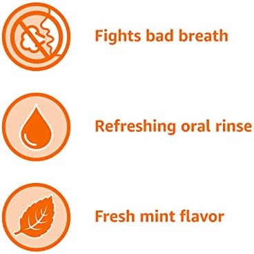 Течност за изплакване на устата Basics Мента, Прясна мента, 1 литър, 33,8 течни унции, 4 опаковки (по-рано Solimo)